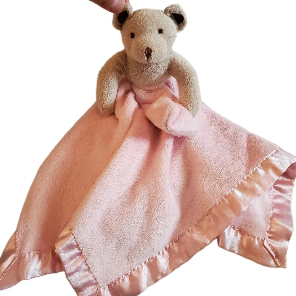 Kiddopotamus Pink Lovey Plush Bear Security Blanket Satin 15